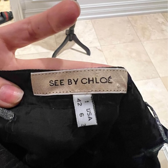 SEE BY CHLOE Green Glitter Sheen Party Dress Silk Women’s size 6 - Picture 3 of 9